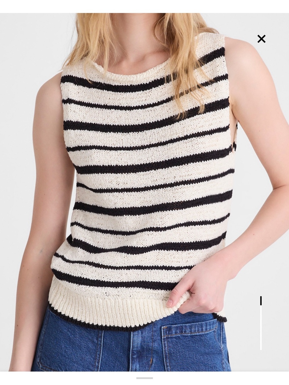 Madewell Cream and Black Striped Sleeveless Knit